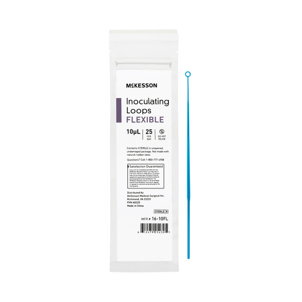 Inoculating Loop McKesson 10 μL High Impact Polystyrene Integrated Handle Sterile 16-10FL Bag of 25 16-10FL McKesson 1175309_BG