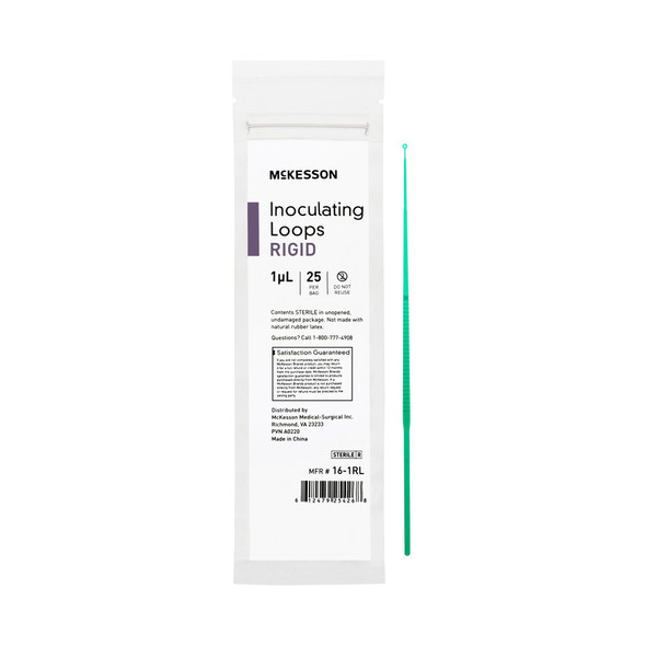 Inoculating Loop McKesson 1 µL Polystyrene Integrated Handle Sterile 16-1RL Case of 1000 16-1RL McKesson 1175307_CS