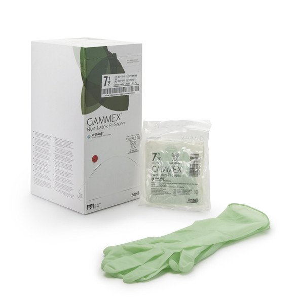 Surgical Glove GAMMEX® Non-Latex PI Green Size 7.5 Sterile Polyisoprene Standard Cuff Length Micro-Textured Light Green Chemo Tested 20685275 Case/200