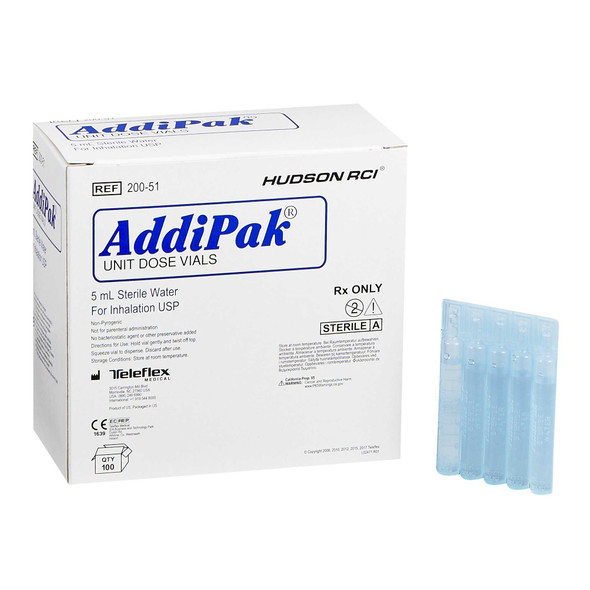 Addipak Unit Dose Vials 5 mL Sterile Water – HUD20051, Case of 1000 HUD20051 Addipak® 669136_CS