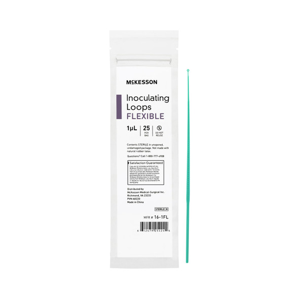 Inoculating Loop McKesson 1 µL High Impact Polystyrene Integrated Handle Sterile 16-1FL Case of 1000 16-1FL McKesson 1175306_CS