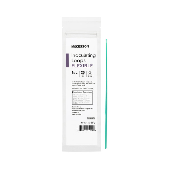 Inoculating Loop McKesson 1 µL High Impact Polystyrene Integrated Handle Sterile 16-1FL Case of 1000 16-1FL McKesson 1175306_CS