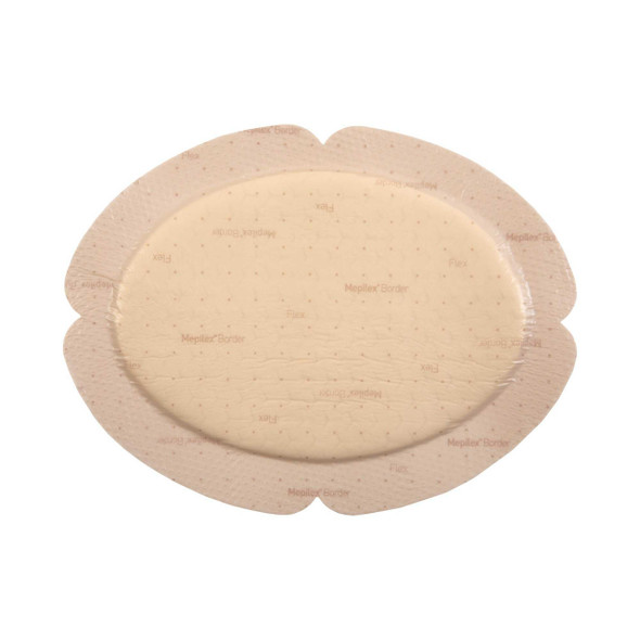 Foam Dressing Mepilex® Border Flex 6 x 7-1/2 Inch With Border Film Backing Silicone Adhesive Oval Sterile 583400 Box of 5 583400 Mepilex® Border Flex 1177190_BX
