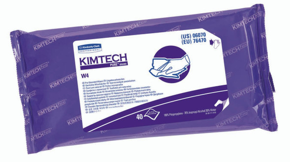 Kimtech Pure W4 Surface Disinfectant Cleaner Premoistened Cleanroom Manual Pull Wipe 40 Count Soft Pack Alcohol Scent NonSterile 06070 Case of 400 6070 KIMTECH PURE W4 513700_CS