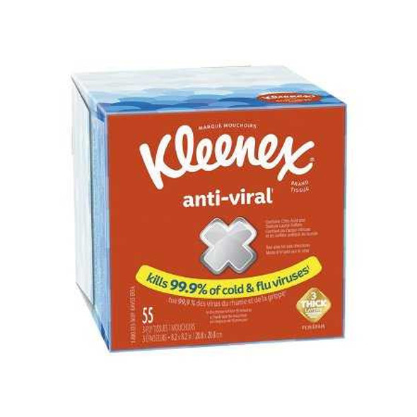 Kleenex® Anti-Viral Facial Tissue White 8-1/5 x 8-1/5 Inch 55 Count 54505 Pack of 55 54505 Kleenex® Anti-Viral 1209619_PK