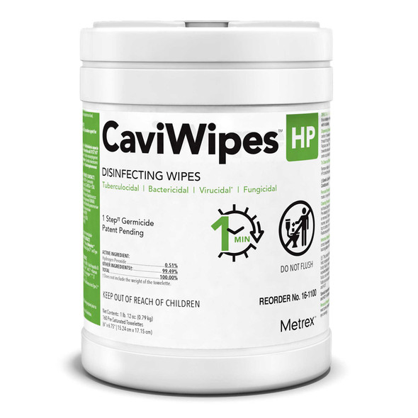 CaviWipes™ HP Surface Disinfectant Cleaner Peroxide Based Manual Pull Wipe 160 Count Canister Scented NonSterile 16-1100 Container/1 16-1100 CaviWipes™ HP 1216229_CN