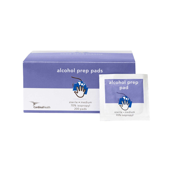 Alcohol Prep Pad Cardinal Health 70% Strength Isopropyl Alcohol Individual Packet Medium Sterile MW-APM Case of 4000 MW-APM CARDINAL HEALTH 1204058_CS