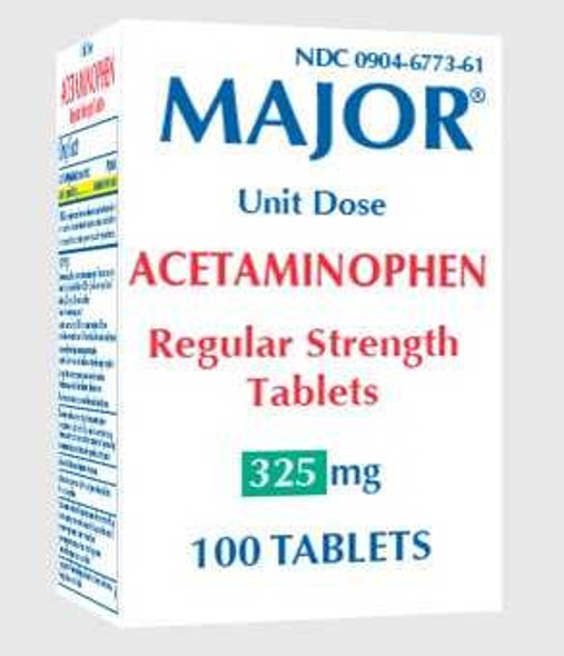 Pain Relief Major® 325 mg Strength Acetaminophen Unit Dose Tablet 100 per Bottle 00904677361 Box of 100 904677361 Major® 1127179_BX