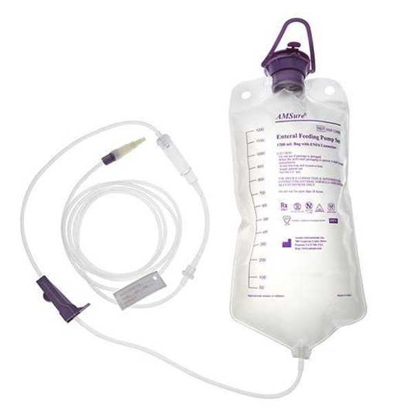 Gravity Feeding Bag Set with ENFIT™ Connector and Transitional Adapter AMSure® 1200 mL Bag ENF1203KLD Case of 30 ENF1203KLD AMSure® 1141503_CS