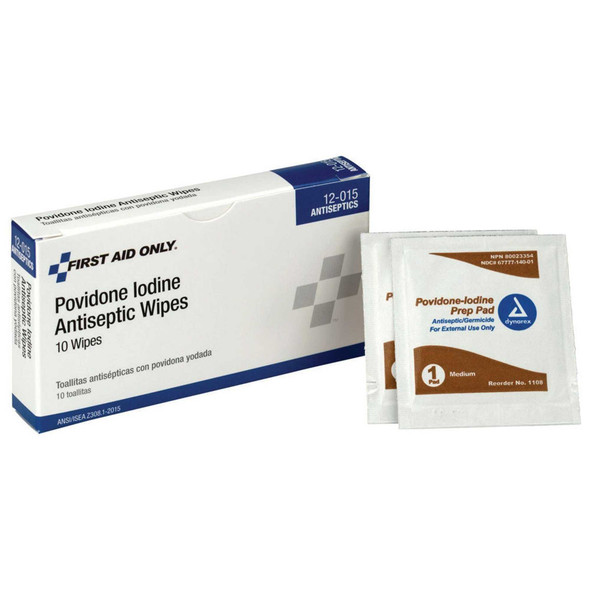 PVP Prep Pad First Aid Only 10% Strength Povidone Iodine Individual Packet Medium NonSterile 12-015-004 Box of 1 12-015-004 First Aid Only 1203020_BX