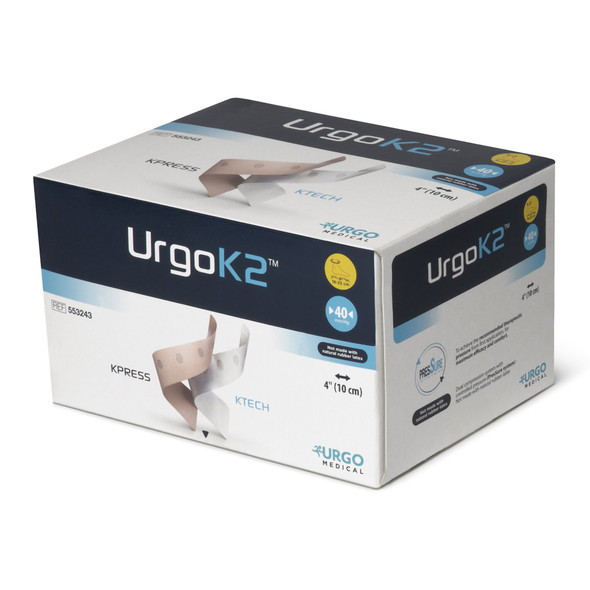2 Layer Compression Bandage System URGOK2 4 X 7-1/8 to 9-3/4 Inch 40 mmHg Self-adherent Closure Tan / White Regular NonSterile - Each/1
