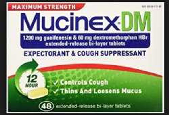 Cold and Cough Relief Mucinex® DM 1,200 mg - 60 mg Strength Tablet 28 per Box 63824007236 Box of 28 63824007236 Mucinex® DM 1101457_BX