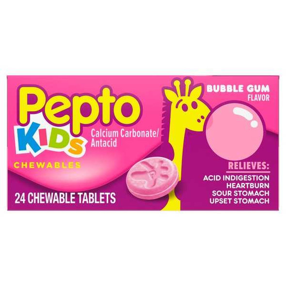 Children's Pepto Pepto Children's Chewable Tablets, Stomach Relief for Children, Bubble Gum Flavor, 24 Tablets per Pack, Pack of 1 37000049024 Children's Pepto® 783574_BX
