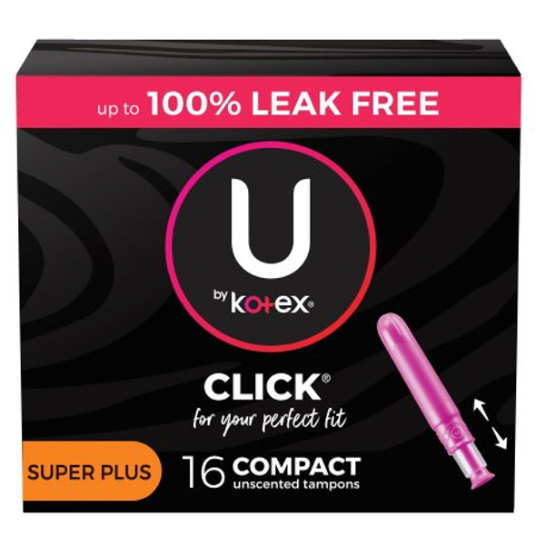 Tampon U by Kotex® Click® Super Plus Absorbency Plastic Applicator Individually Wrapped 51582 Case/128