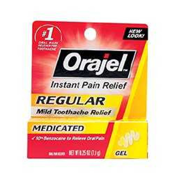 Oral Pain Relief Orajel® 20% Strength Benzocaine Oral Gel 0.25 oz. 10237070125 Pack of 1 10237070125 Orajel® 765044_EA
