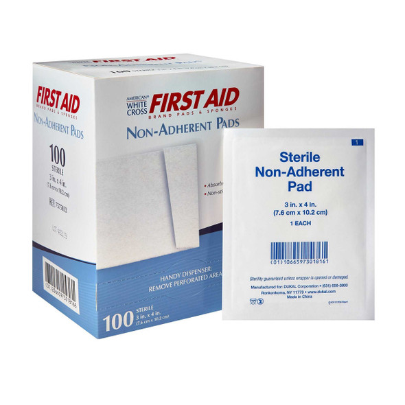 Non-Adherent Dressing American White Cross 3 x 4 Inch Sterile Rectangle 7575033 Pack of 1 7575033 American White Cross 142142_EA