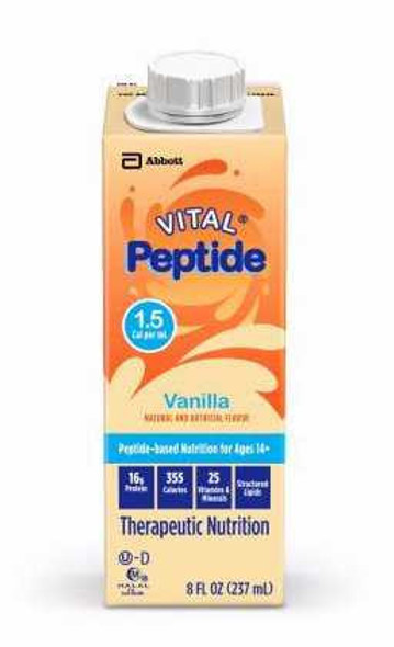Oral Supplement Vital® Peptide 1.5 Cal Vanilla Flavor Liquid 8 oz. Reclosable Carton 66236 Case of 24 66236 Vital® Peptide 1.5 Cal 1075355_CS