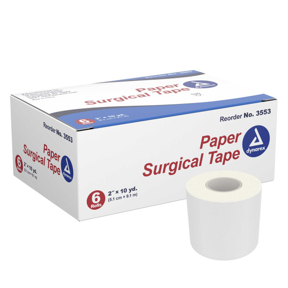 Medical Tape Dynarex® White 2 Inch x 10 Yard Paper NonSterile 3553 Case of 72 3553 Dynarex® 720400_CS