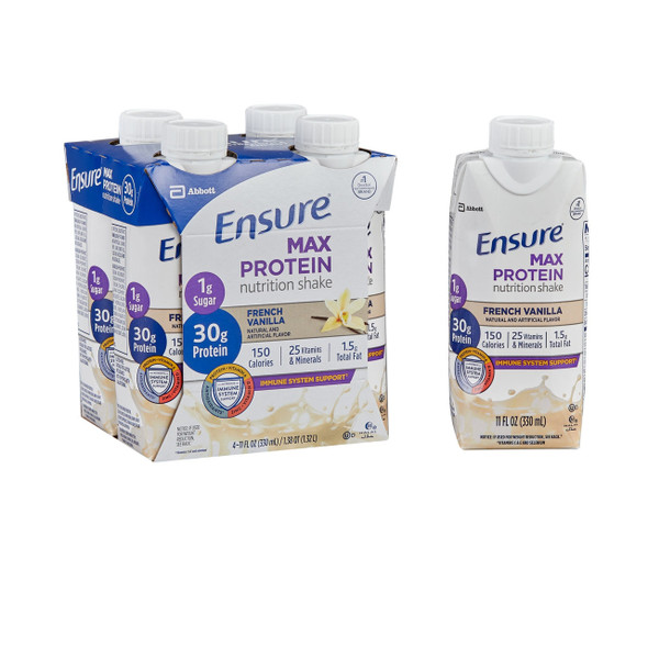 Oral Supplement Ensure® Max Protein Nutrition Shake French Vanilla Flavor Liquid 11 oz. Reclosable Carton 67165 Pack of 1