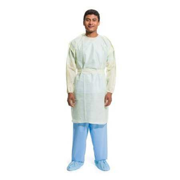 Protective Procedure Gown Halyard Basics One Size Yellow NonSterile AAMI Level 2 Disposable 13962 Case of 100 13962 Halyard Basics 763992_CS