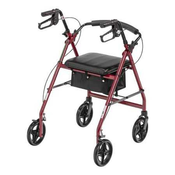 4 Wheel Rollator McKesson Red Adjustable Height Aluminum Frame 146-R728RD Case of 1 146-R728RD McKesson 1205410_CS