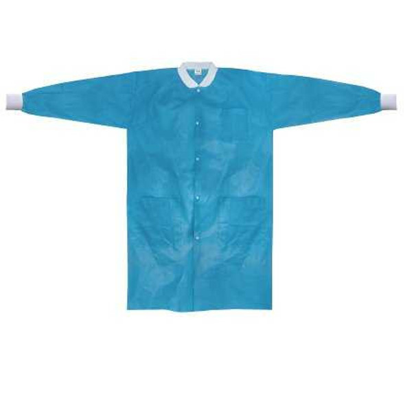 Lab Coat McKesson Blue Small / Medium Knee Length Spunbond Polypropylene Disposable 34141200 Bag of 10 34141200 McKesson 1207907_BG