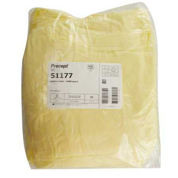 Protective Procedure Gown Precept® One Size Yellow NonSterile AAMI Level 2 Disposable 51177 Case of 100 51177 Precept® 1197109_CS