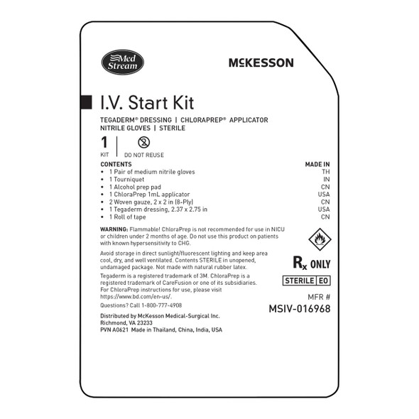 IV Start Kit Mckesson MSIV-016968 Case of 100