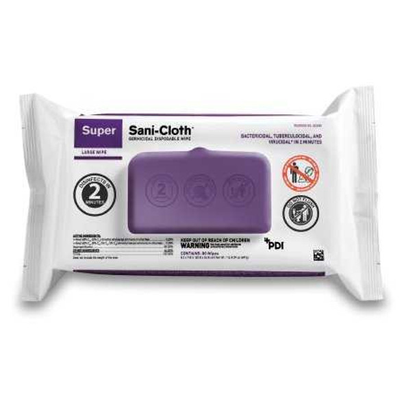 Super Sani-Cloth® Surface Disinfectant Cleaner Premoistened Germicidal Manual Pull Wipe 80 Count Soft Pack Alcohol Scent NonSterile A22480 Pack of 1 A22480 Super Sani-Cloth® 1186308_PK