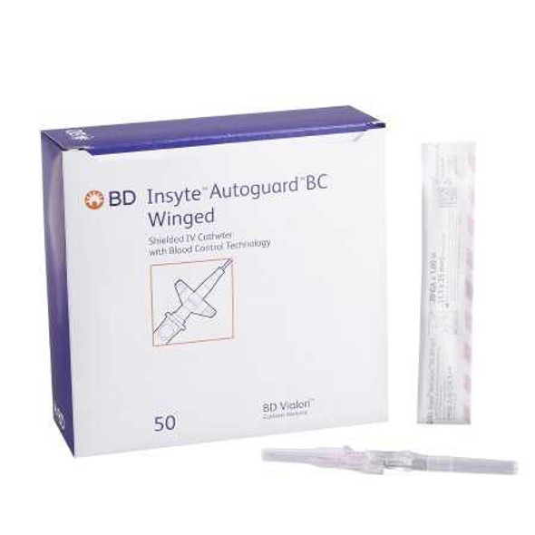 Peripheral IV Catheter Insyte™ Autoguard™ BC 20 Gauge 1 Inch Button Retracting Safety Needle 382633 Box of 50 382633 Insyte™ Autoguard™ BC 793983_BX