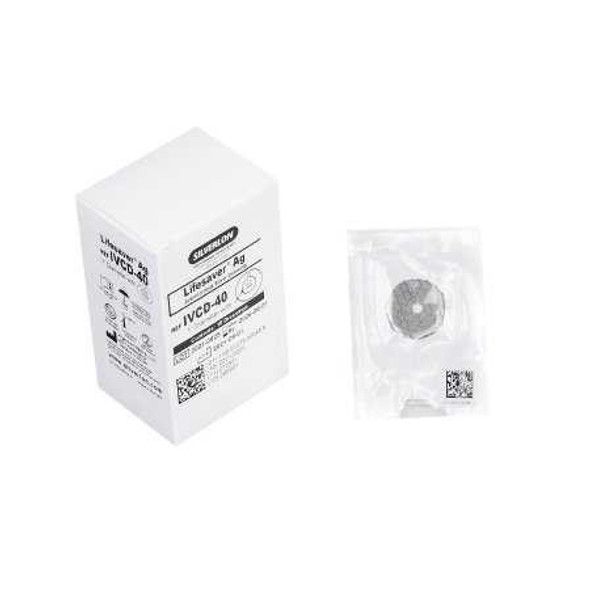 Antimicrobial Split Sponge Silverlon® Lifesaver AG™ Silver / Foam 1 Inch Disk with 4 mm Hole Diameter Sterile IVCD-40 Box of 10 IVCD-40 Silverlon® Lifesaver AG™ 916711_BX