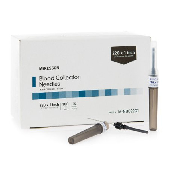 McKesson Blood Collection Needle 22 Gauge 1 Inch Needle Length Conventional Needle Without Tubing Sterile 16-NBC22G1 Box of 100