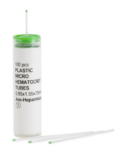 McKesson Capillary Blood Collection Tube Ammonium Heparin Additive Without Closure Plastic Tube 555 Box of 10