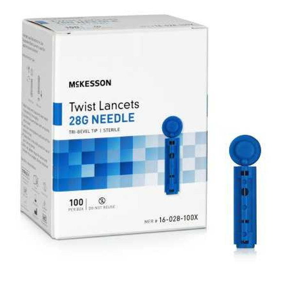 Lancet for Lancing Device McKesson 28 Gauge Non-Safety Twist Off Cap Finger 16-028-100X Case of 5000 16-028-100X McKesson 1217978_CS
