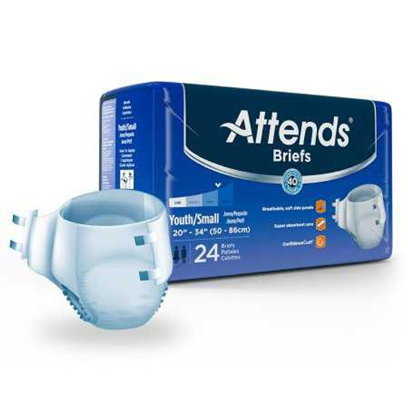 Unisex Incontinence Brief Attends® Small Disposable Heavy Absorbency DD10 Case of 96 DD10 Attends® 959837_CS