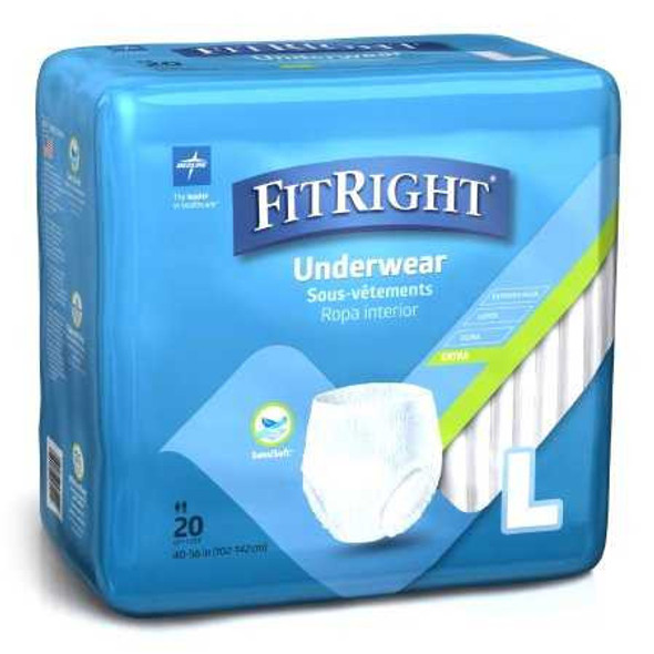 Unisex Adult Absorbent Underwear FitRight™ Pull On with Tear Away Seams Large Disposable Moderate Absorbency MSC13505A Bag of 20 MSC13505A FitRight™ 919703_BG