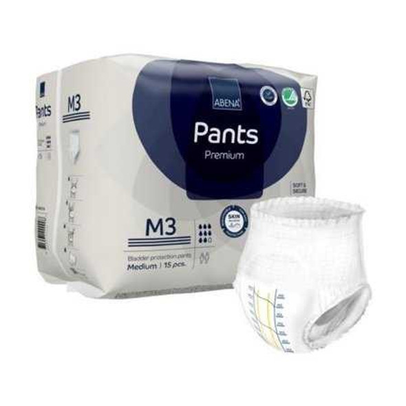 Unisex Adult Absorbent Underwear Abena® Premium Pants M3 Pull On with Tear Away Seams Medium Disposable Moderate Absorbency 1000021324 Case of 90 1000021324 Abena® Premium Pants M3 1218231_CS