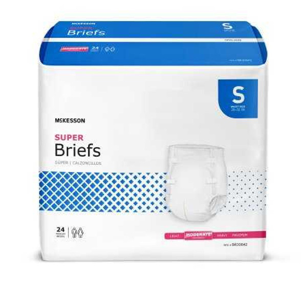 Unisex Adult Incontinence Brief McKesson Small Disposable Moderate Absorbency BR30642 Bag of 24 BR30642 McKesson 1222507_BG