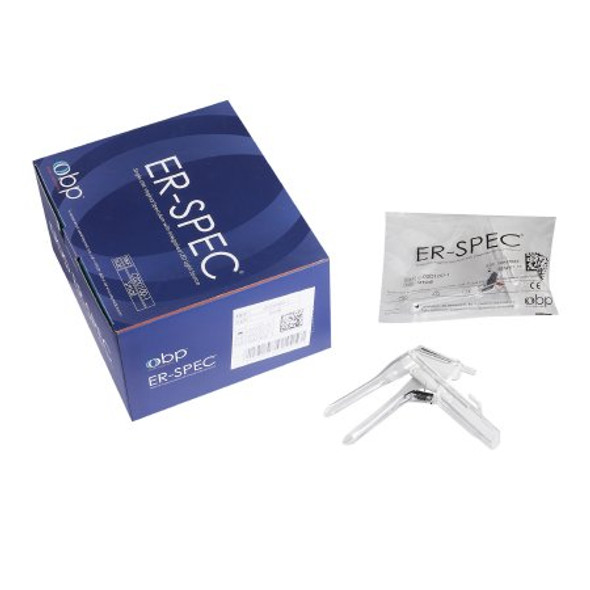 Vaginal Speculum ER-SPEC® Pederson NonSterile Office Grade Acrylic Small Double Blade Duckbill Disposable Built-In Light Source C020100-1 Box/18