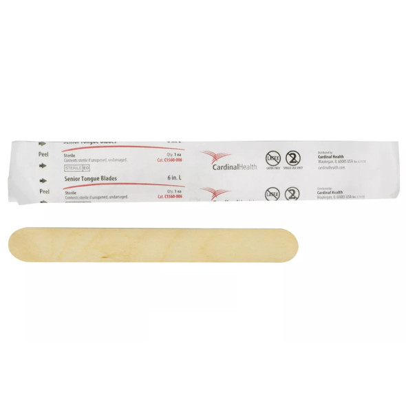 Tongue Depressor Cardinal Health‚ 5-1/2 Inch Length White Birch C1560-006 Box of 100