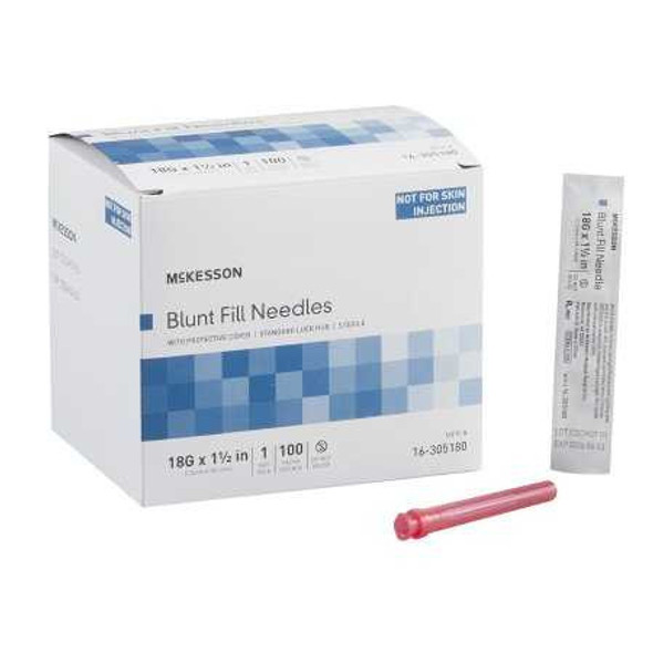 Blunt Fill Needle McKesson 18 Gauge 1-1/2 Inch Blunt 16-305180 Box of 100 16-305180 McKesson 1114988_BX