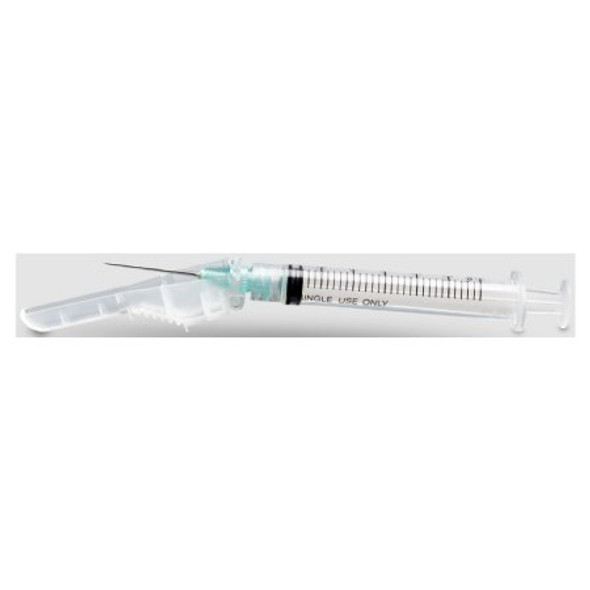 Safety Tuberculin Syringe with Needle McKesson Prevent® 1 mL 5/8 Inch 25 Gauge Hinged Safety Needle Ultra Thin Wall 102-SNT1C2558S3 Each/1