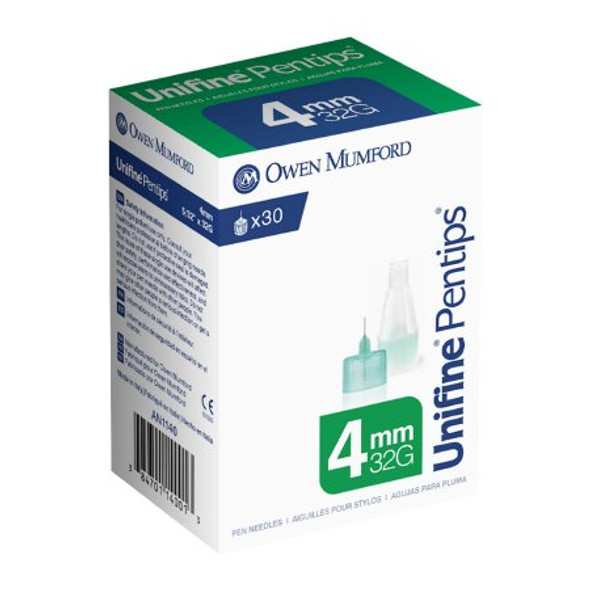 Standard Insulin Pen Needle Unifine® Pentips® 32 Gauge 4 mm Length NonSafety AN 1140 Case/1500