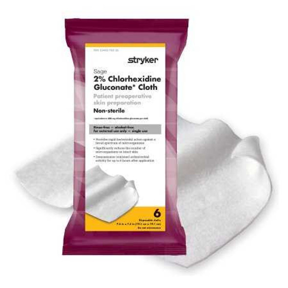 Skin Prep Wipe Sage® 6 per Pack Soft Pack 2% Strength CHG (Chlorhexidine Gluconate) NonSterile 9717 Pack of 1 9717 Sage® 1187746_PK