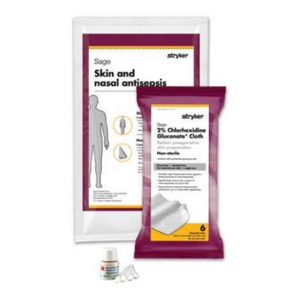Skin and Nasal Prep Kit Sage Nose To Toes™ Soft Pack 2% / 5% Strength CHG (Chlorhexidine Gluconate) / Povidone-Iodine NonSterile 9012 Case of 20 9012 Sage Nose To Toes™ 831798_CS