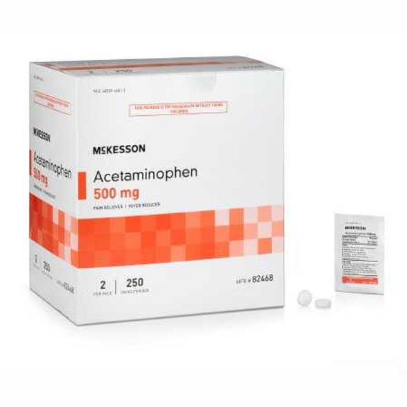 Pain Relief McKesson 500 mg Strength Acetaminophen Unit Dose Tablet 250 per Box 82468 Box of 250 82468 McKesson 1111740_BX