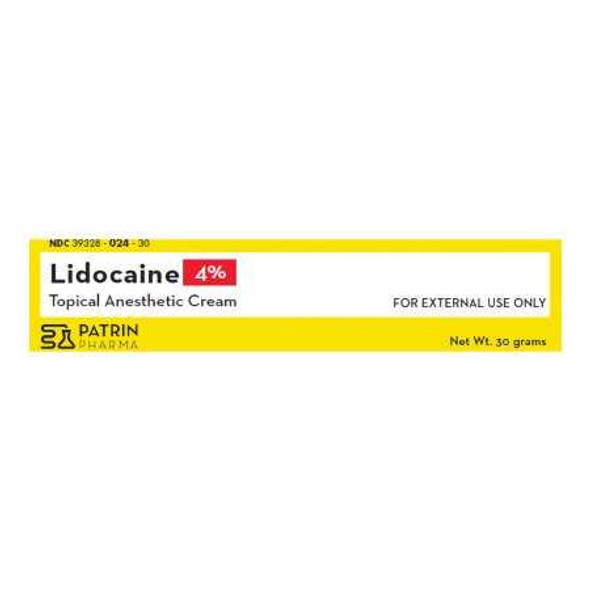 Lidocaine HCl 4% Cream Tube 30 Gram 39328002430 Pack of 1 39328002430 Patrin Pharma Inc 1128103_EA