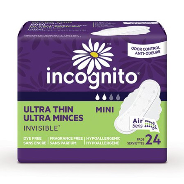 Feminine Pad Incognito® Ultra Thin with Wings Light Absorbency 10006605 Case/144