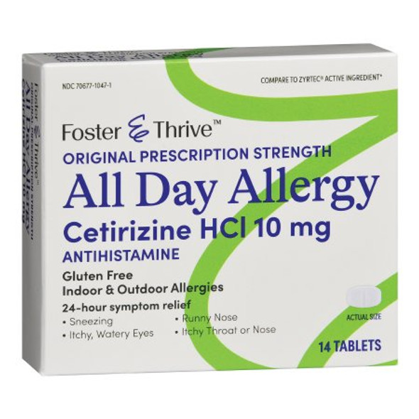 Allergy Relief Foster & Thrive™ 10 mg Strength Tablet 14 per Box 70677104701 Bottle/1