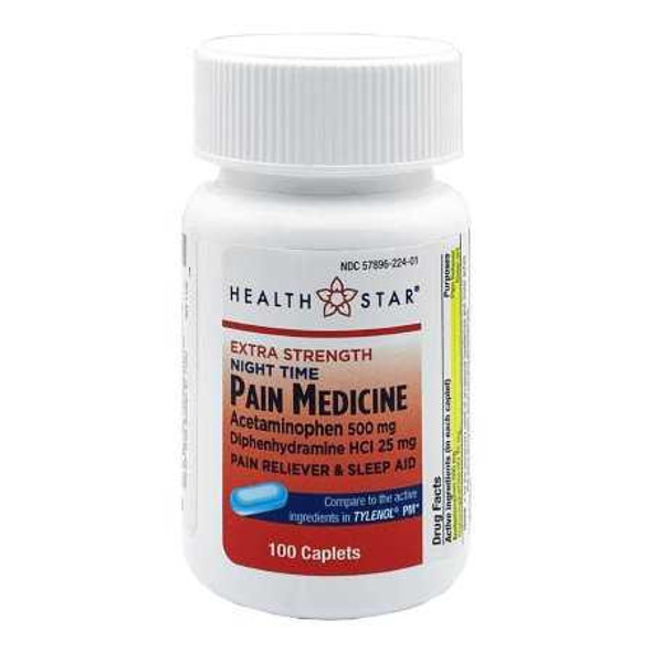 Nightime Pain / Allergy Relief 500 mg Strength Acetaminophen / Diphenhydramine HCl Capsule 100 per Bottle 224-01-HST Bottle of 1 224-01-HST Geri-Care 1212887_BT